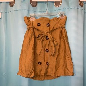 Mustard brown button up skirt